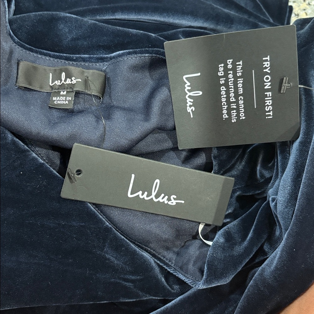 Lulus Elegant Era Dark Slate Blue Velvet One-Shoulder Maxi Dress - Picture 5 of 5